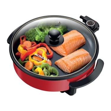 Imagem de Panela Elétrica Grill 220v Mondial Frigideira Sem Óleo PE28, Vermelha,