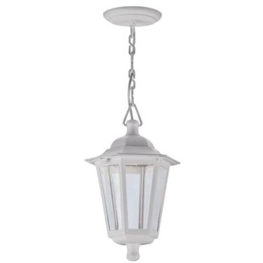 Imagem de Luminária de Teto Lustre Pendente Colonial Externo Branco Sextavado Dital Grega