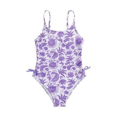 Imagem de Maiô de uma peça Milumia com estampa floral para meninas roxo 9Y