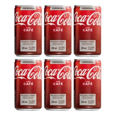Imagem de Kit C/6 Refrigerante Coca Cola Café Lata 220ml
