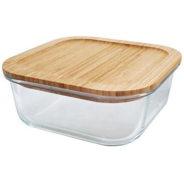 Imagem de Pote Hermético Quadrado Com Tampa De Bambu 1,15 L Hauskraft, Transpare