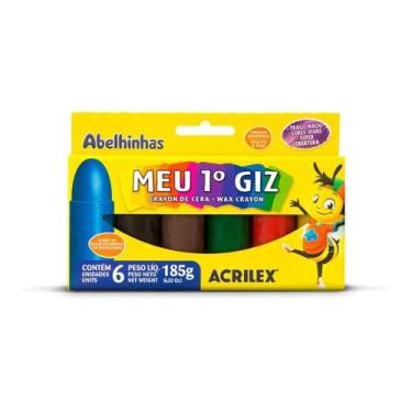 Imagem de Giz de Cera 6 Cores Meu Primeiro Giz 09506  - Acrilex, 1