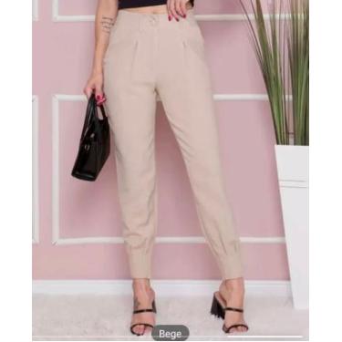 Imagem de Calça Lino Adulto feminino RafaellaS, Bege, G