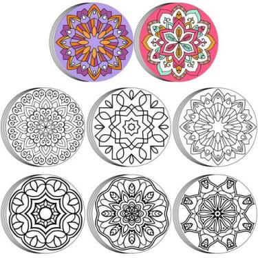 Imagem de Cartolina para colorir Kinlop Fuzzy Mandala 48 unidades para crianças/