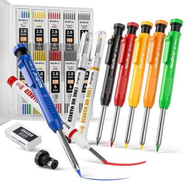 Imagem de Conjunto de Lápis de Carpinteiro Nicpro CP1000 com Apontador e Refil