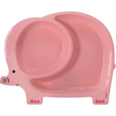 Imagem de Pratinho com Divisória Buba Infantil Bebê Rosa Azul, ELEFANTINHO ROSA