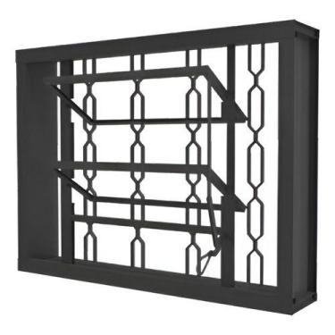 Imagem de Janela Basculante Banheiro Grade Corrente 50x50cm Zarcão Aço Zarcão Ci