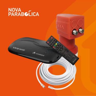 Imagem de Kit Receptor Digital Vivensis VX10 + Lnbf Duplo + Cabo + Conectores