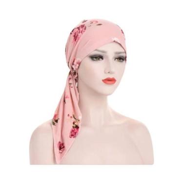 Imagem de Turbante Floral Pré-Amarrado Para Quimioterapia, Lenço De Cabeça Macio