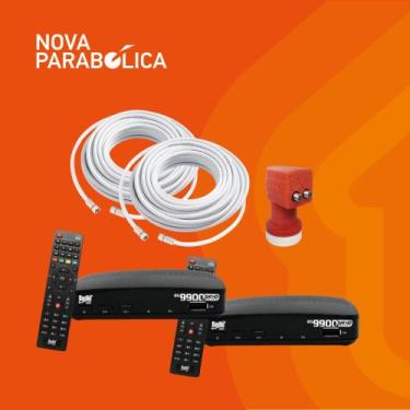 Imagem de Kit 2 Receptores Digital Bedin BedinSat + Lnbf Duplo + Cabo + Conector