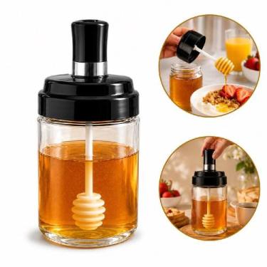Imagem de Meleira vidro 260ml dispenser para mel com dosador tampa vedacao porta