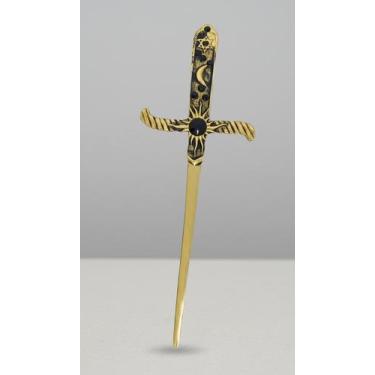 Imagem de Adaga Decorativa Metal Dourado Pedra Preta 19cm - Congratulations Stor
