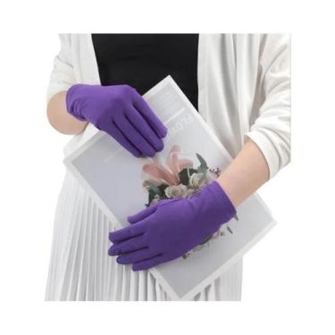 Imagem de Luvas Femininas Elásticas Com Proteção UV Para Dirigir, Pretas E Branc