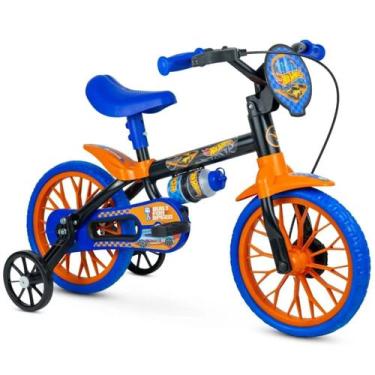 Imagem de Bicicleta Aro 12 Hot Wheels c/ Rodinhas e Squeeze - Nathor