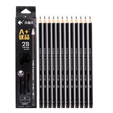Imagem de lápis de desenho profissional 2B com cabeça de borracha, lápis de escrita de exame 36