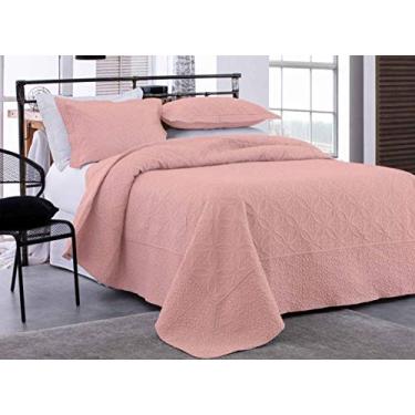 Imagem de Cobre Leito Colcha Lisa Matelada Queen Size Rozac Provence cor:Rosê