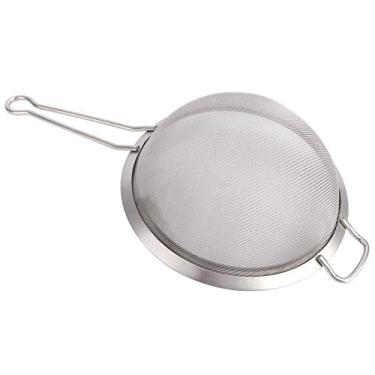 Imagem de Peneira de malha, peneira de farinha, aço inoxidável prata saudável com alça para cozinha doméstica