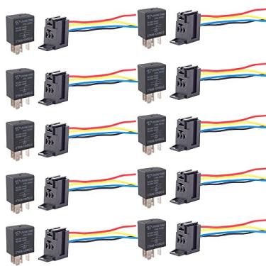 Imagem de ESUPPORT Relé de carro 12v 30a Spdt 5 pinos soquete pacote com 10
