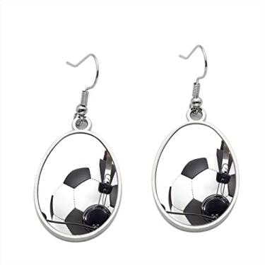 Imagem de Brinco de bola de conceito de futebol como comentador – Brincos pendentes para meninas – Presente de festa de aniversário dos namorados, Metal, Sem pedras preciosas