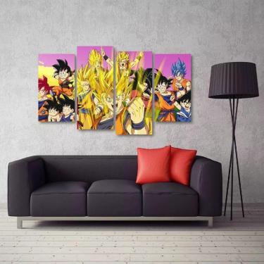 Imagem de Quadro Decorativo Dragon Ball Mosaico Sala Em Tecido 4 Peças