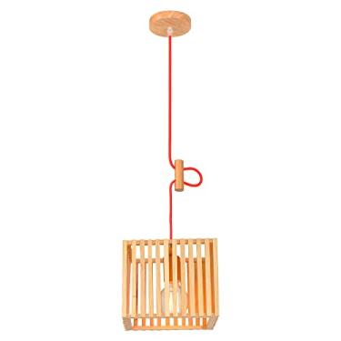 Imagem de Pendente Oka Cube, 1X, soquete E27, Pequeno, Madeira, Avant