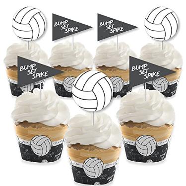 Imagem de Bump, Set, Spike – Voleibol – Decoração de cupcake – Kit de cupcake para chá de bebê ou festa de aniversário – Conjunto de 24