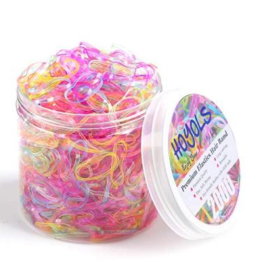 Imagem de Hoyols 2000 elásticos pequenos elásticos de cabelo elásticos de rabo de cavalo multicoloridos para crianças meninas pacote econômico