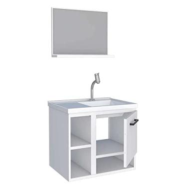Imagem de Gabinete de Banheiro Branco em Aço com Espelheira e Lavatório Sintético Lichia Cozimax