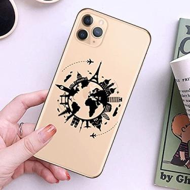 Imagem de Capas de telefone TPU macias de viagem de mapa do mundo para iPhone 13 12 Pro XS Max XR 7 8 Plus 6S Capa de avião para iPhone 11 SE2020 Coque, K, para iPhone SE2020