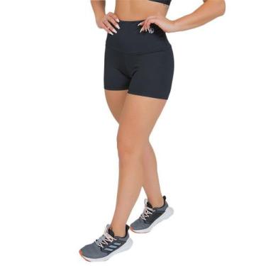 Imagem de Shorts Feminino Fitness Cós Alto Preto - Manalinda