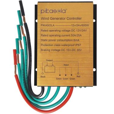 Imagem de Pikasola Mini Controlador Gerador Turbina Eólica 12V/24V IP67 à Prova D'água 0-600W