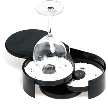 Imagem de AB1 3 camadas de vidro rimmer margarita e borda de coquetel dobrável e portátil sal e açúcar recipiente de especiarias acessórios para bares domésticos ou profissionais AB1 (preto)