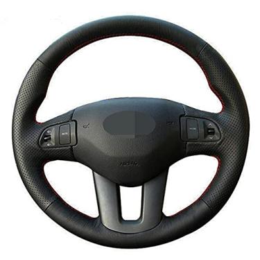 Imagem de TPHJRM Capa de volante de carro DIY costurado à mão, adequado para Kia Sportage 3 2011-2014 Kia Ceed 2010