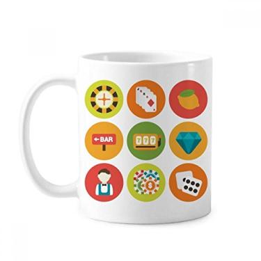 Imagem de Caneca de cerâmica com ilustração de elementos de desenho animado de cassino cerâmica xícara de porcelana de café louça