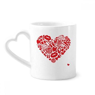 Imagem de Dia dos Namorados coração vermelho rosa presente caneca amor café cerâmica copo coração vidro