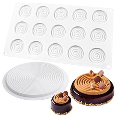 Imagem de Conjunto de 2 formas redondas de silicone para pastelaria turbilhão, para chocolate, doce, torta, mousse, bolo, sobremesa, sorvete, decoração, disco, diâmetro do disco: 23 cm, 5 cm, 16 cavidades