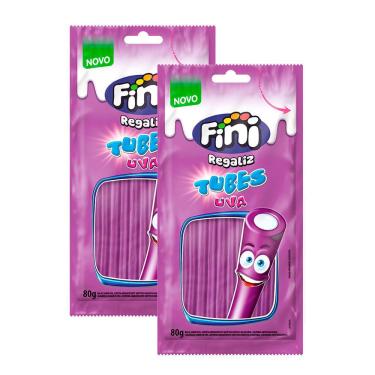 Imagem de Kit 2 Balas Fini Tubinho de Uva 80g