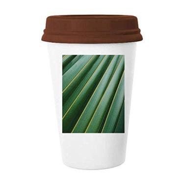 Imagem de Caneca de vidro de cerâmica com foto da natureza da folha verde