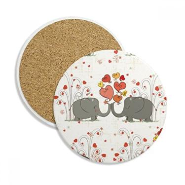 Imagem de Caneca porta-copos cinza beijando elefantes dia dos namorados copo proteção mesa pedra absorvente
