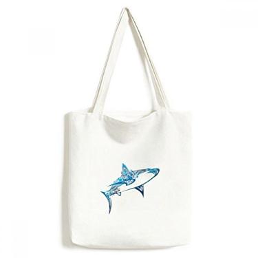 Imagem de Blue Ocean Shark Biology Fish Tote sacola de lona bolsa de compras casual