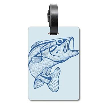 Imagem de Grain Blue Big Fishcase Bag Etiqueta Bagagem Cartão de Bagagem Scutcheon Etiqueta