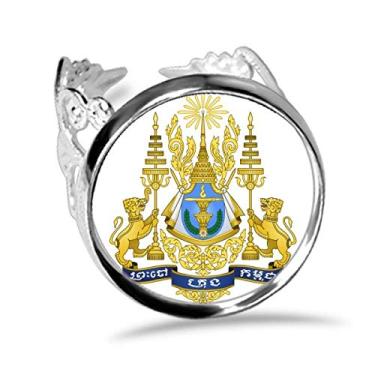 Imagem de DIYthinker Anel com emblema nacional Phnom Penh Camboja ajustável amor casamento noivado