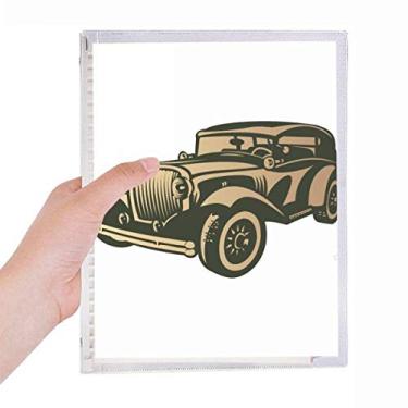 Imagem de Caderno preto clássico com desenho de carros, folhas soltas, diário recarregável, papelaria