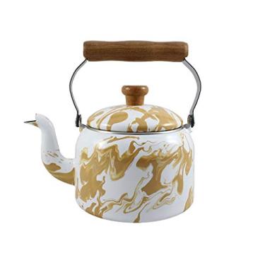 Imagem de Chaleira Tradicional 16 Esmaltada Marmorizada Marrom - 1800 ml - Ewel