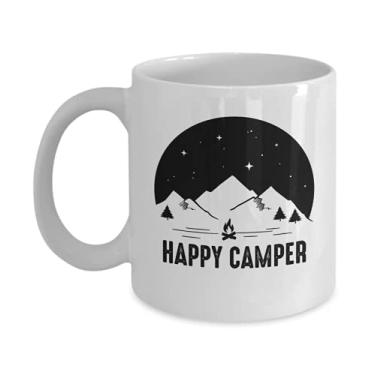 Imagem de Caneca Campfire – Happy Camper – Copo de café Campfire – Presentes de campista – Ideia de – Caneca de café de 425 g
