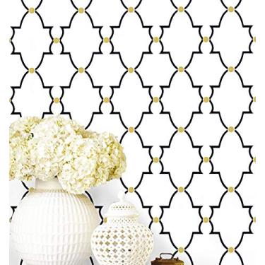 Imagem de Papel de parede Trellis de papel de parede para destacar e colar de papel de parede decorativo autoadesivo e papel de parede para decoração de casa de gaveta de revestimento filme de vinil rolo, 17.7" x 197"
