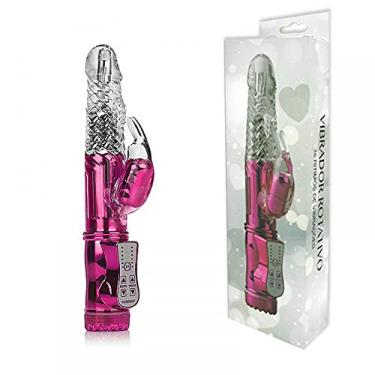 Imagem de Vibrador Recarregável Rotativo Jack Rabbit 36 Funções com Estimulador Clitoriano Rosa REF:RT002R