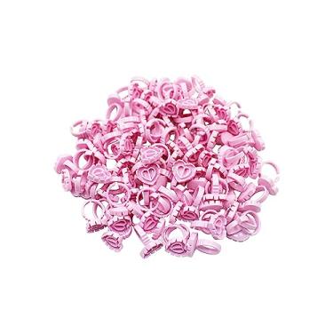 Imagem de 50 Anel Batoque de Coração Descartável para Cola Micropigmentação Henna Tinta Cílios