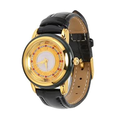 Imagem de ZJchao Relógio de pulso feminino com movimento de quartzo, couro poliuretano, caixa de liga metálica, relógio de pulso vintage, design minimalista, pulseira de couro PU