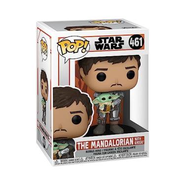 Imagem de Funko Pop 461 Mando Holding Child The Mandalorian, Multicolor